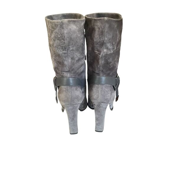 Le Silla Gray Suede Leather Mid Calf Zip Boots Platform Chunky Mirror Heel Sz 6 - Picture 7 of 15